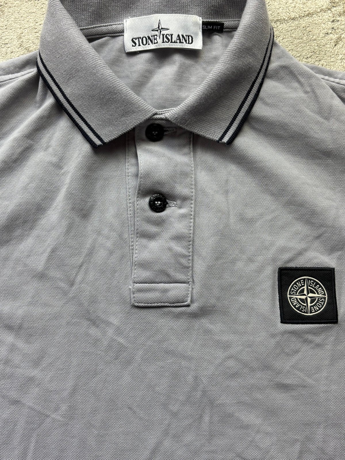 STONE ISLAND GREY POLO SHIRT (M)