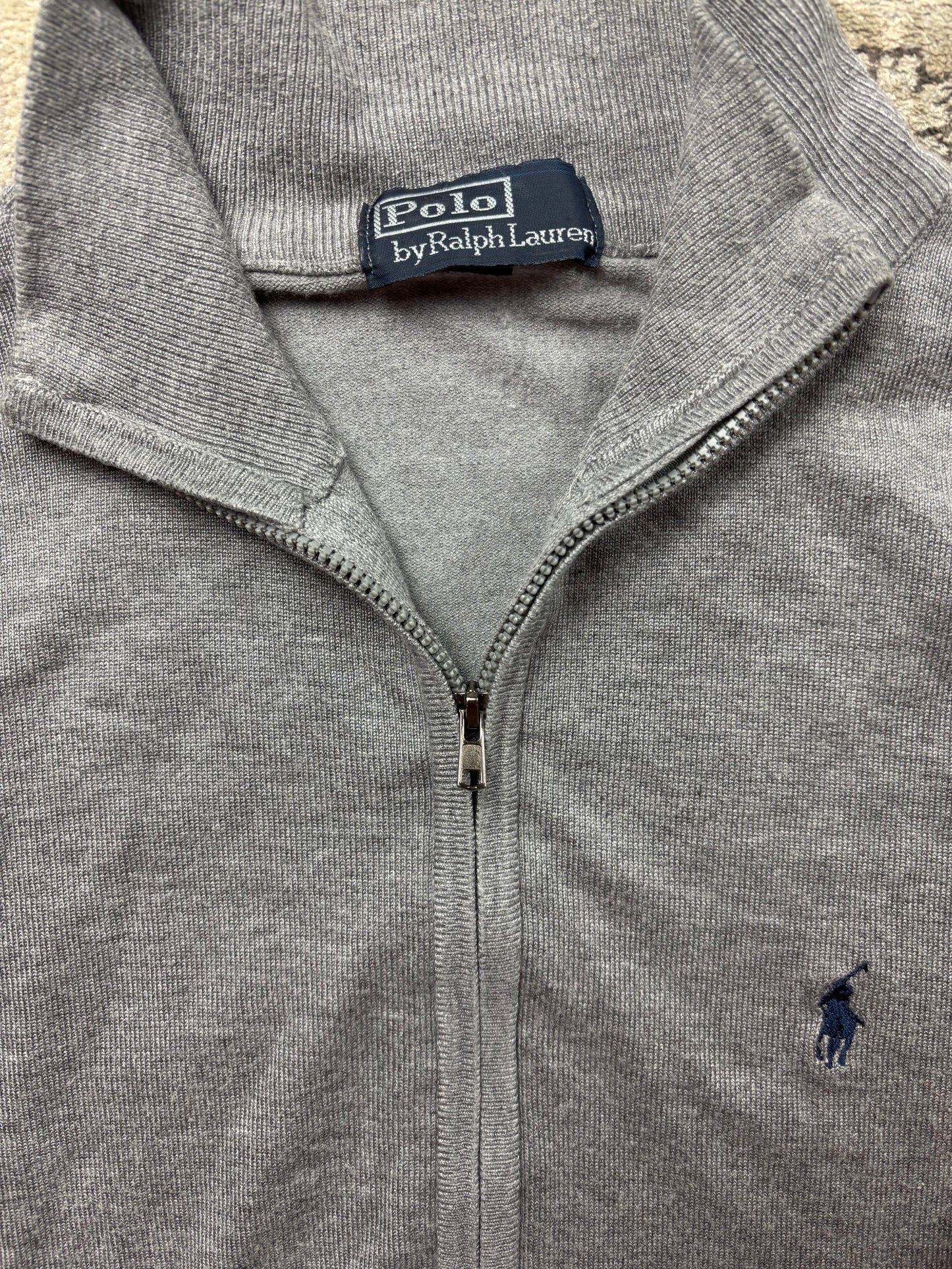 RALPH LAUREN GREY ZIP UP KNIT (M)