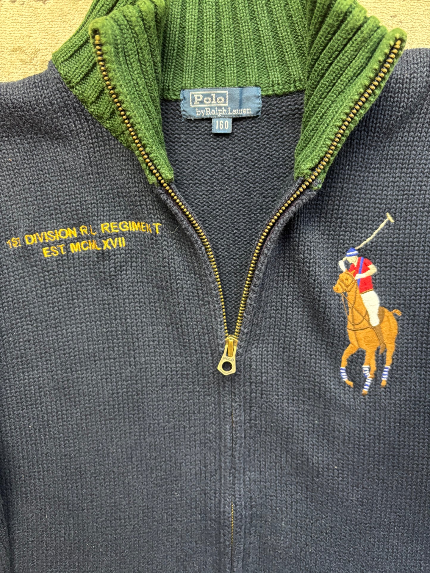 RALPH LAUREN NAVY ZIP UP KNIT (S)