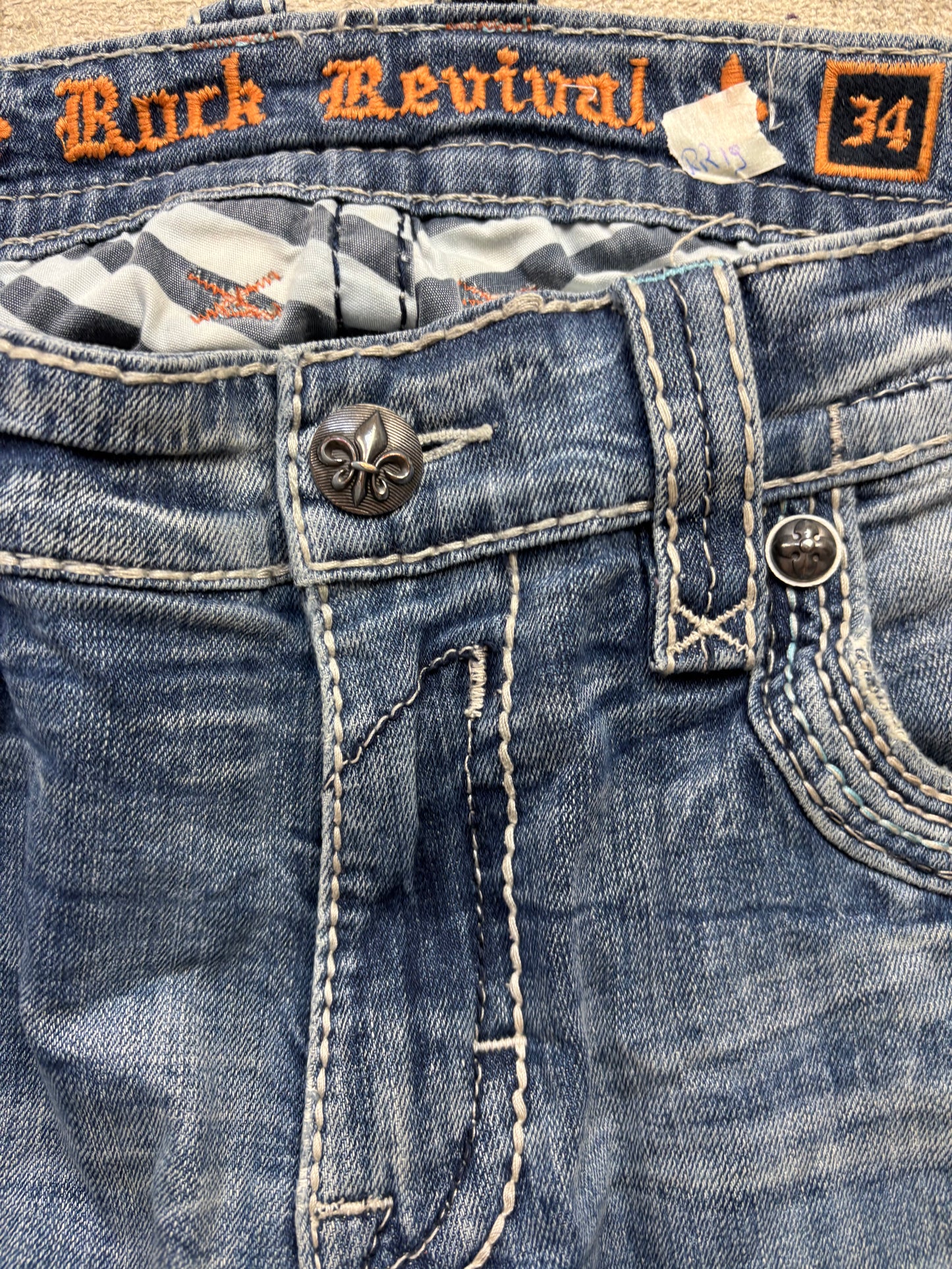 ROCK REVIVAL JEANS W34 L34 #RR19