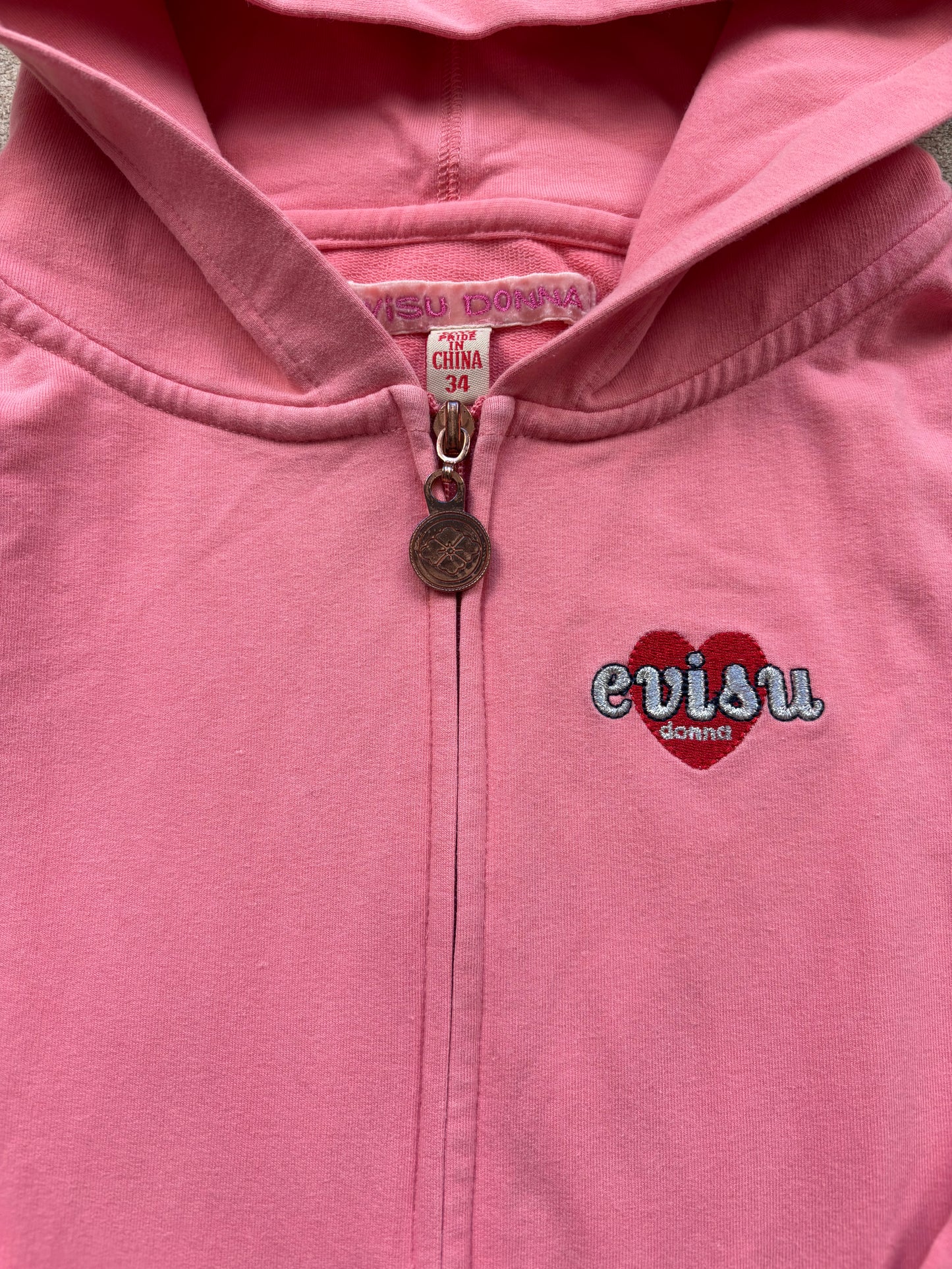 EVISU PINK WOMEN ZIP UP HOODIE (S)