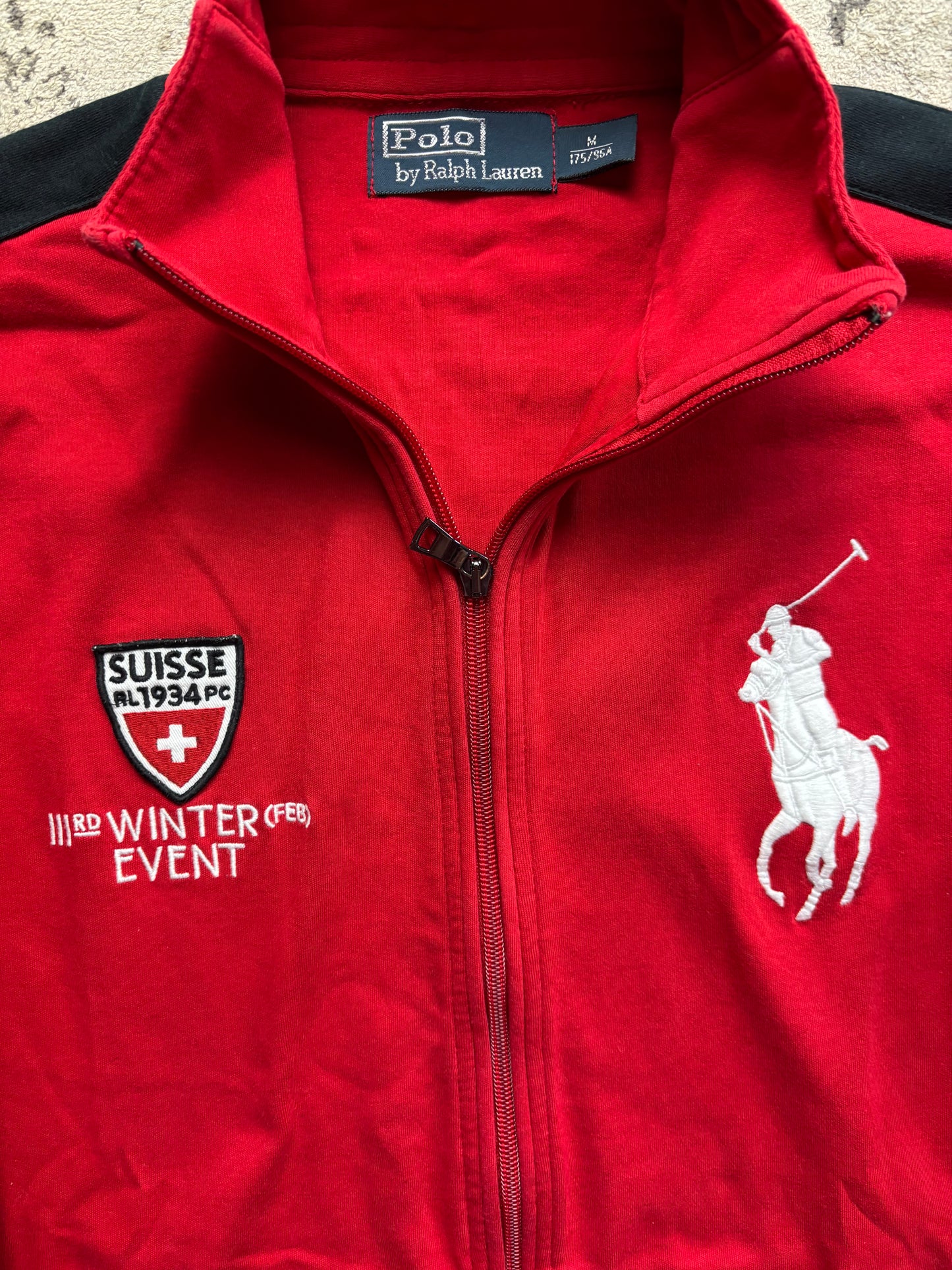 RALPH LAUREN RED ZIP UP HOODIE (M)