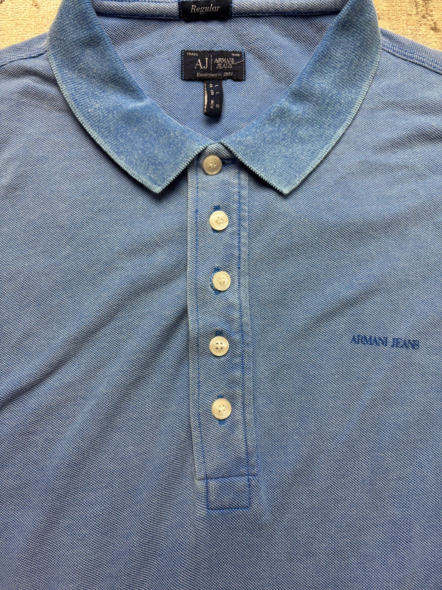 ARMANI BLUE LONGSL. POLO SHIRT (L)