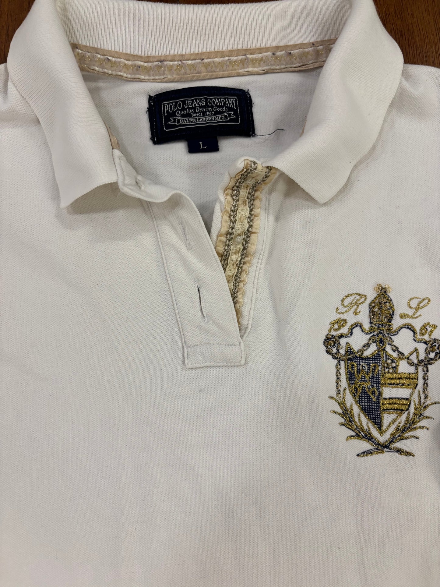RALPH LAUREN LONGSL. POLO SHIRT WHITE (S)