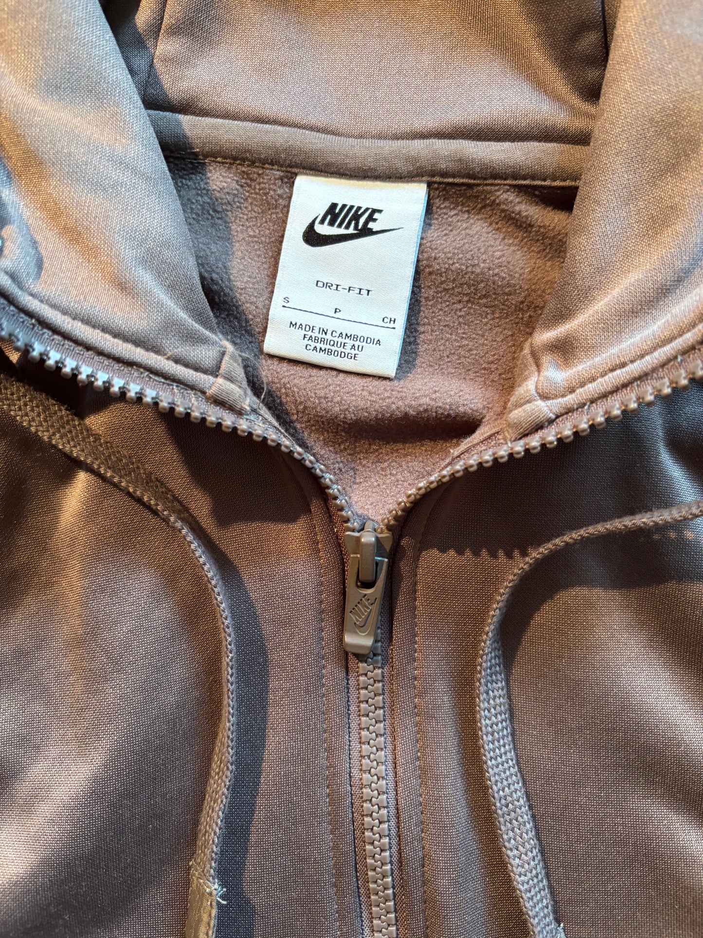 NIKE BROWN ZIP UP HOODIE (S/M)