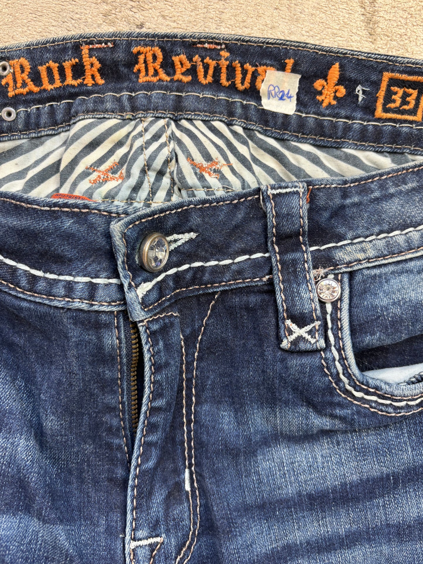 ROCK REVIVAL JEANS W33 L32 #RR24