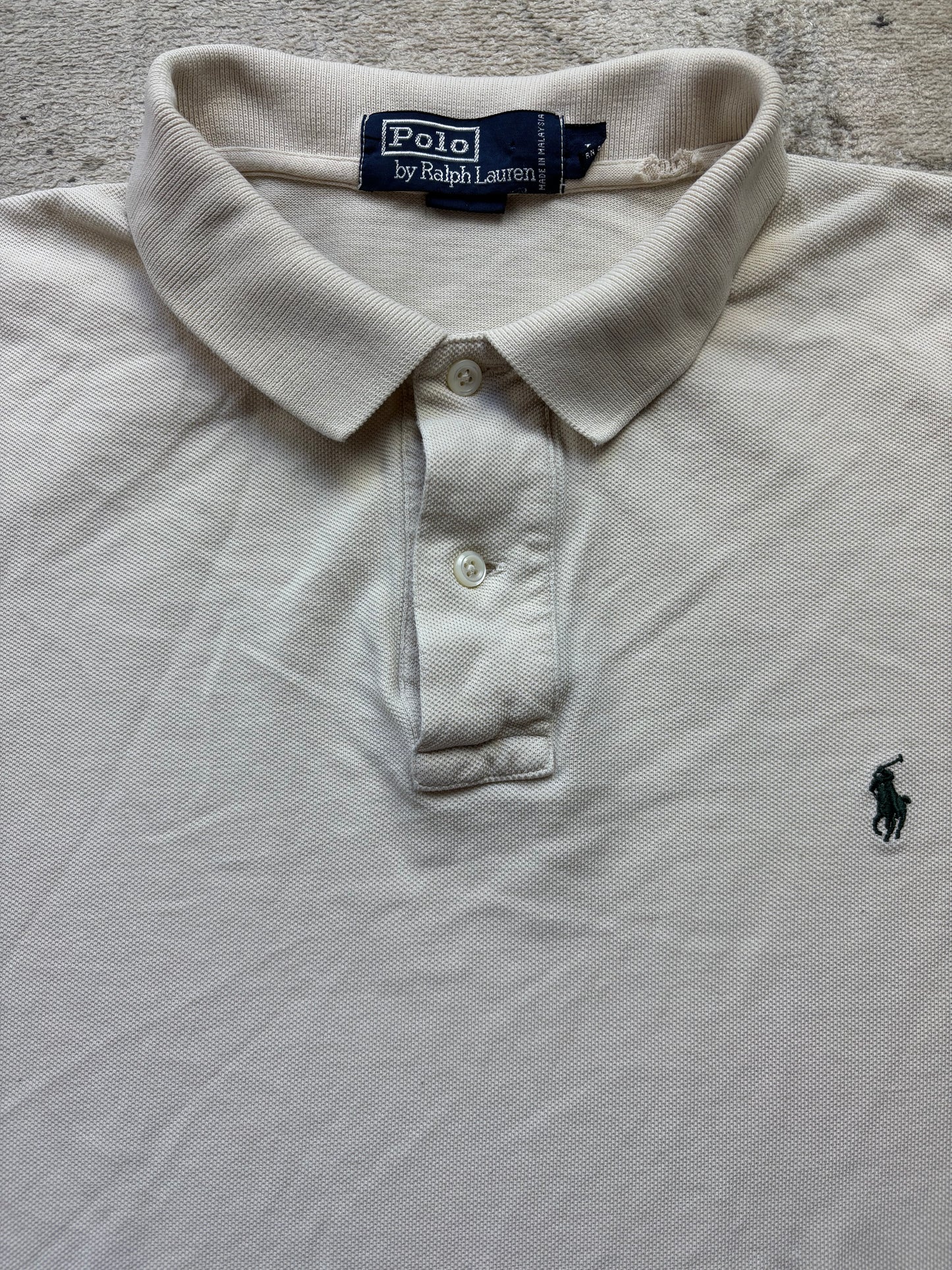 RALPH LAUREN POLO SHIRT CREAM WHITE (L)