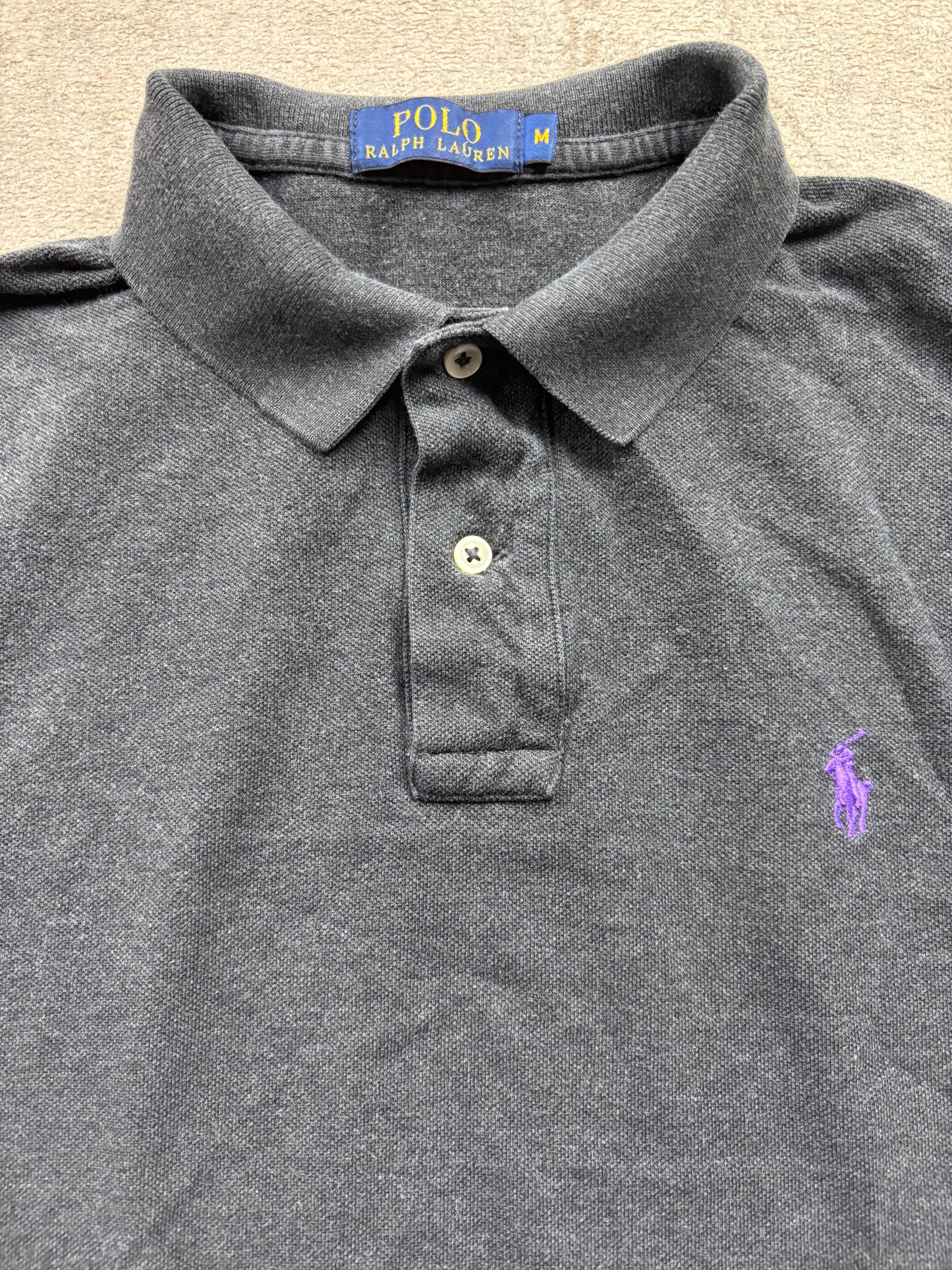 RALPH LAUREN LONGSL. POLO SHIRT GREY (M)