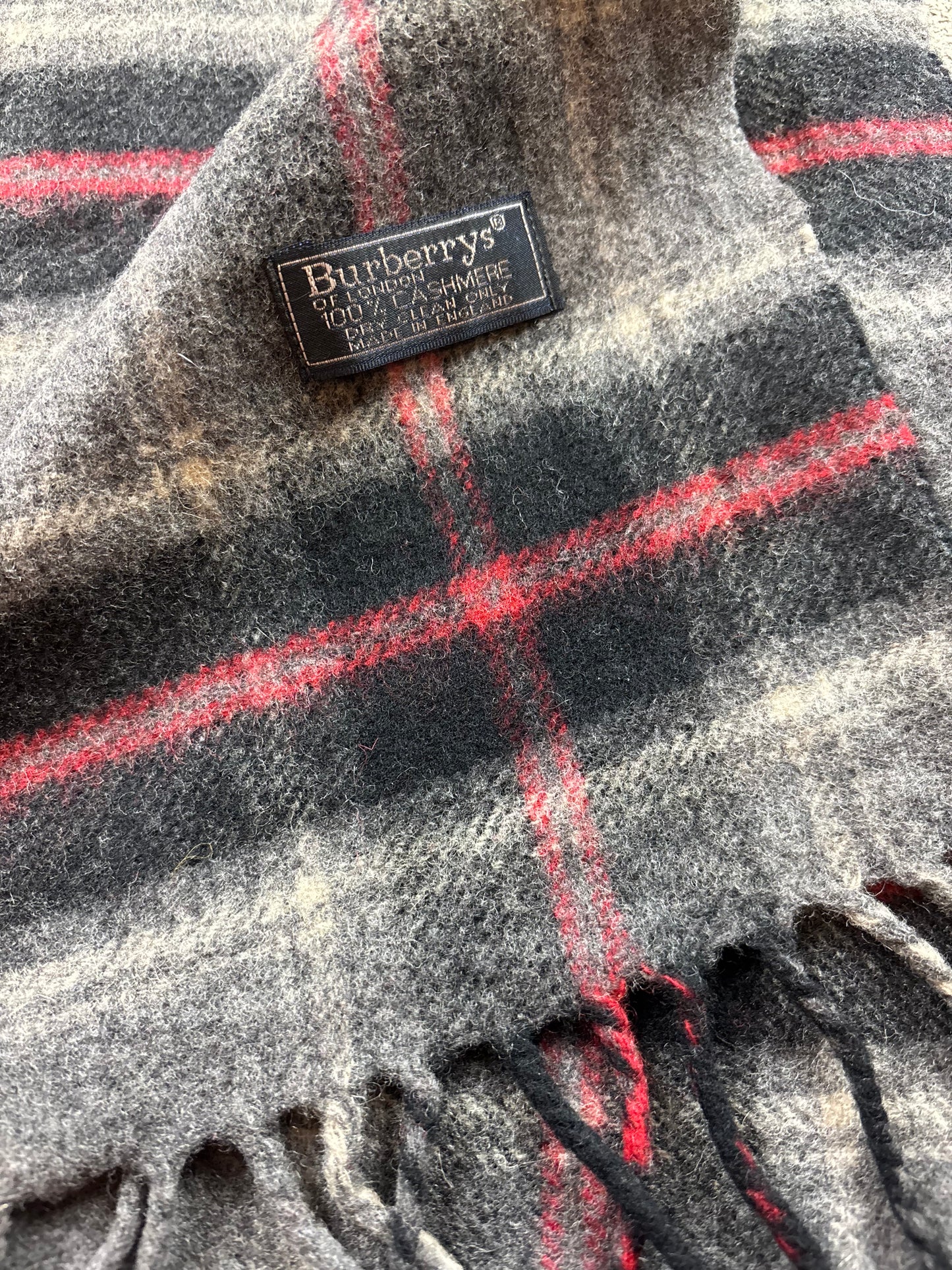 BURBERRY NOVACHECK CASHMERE SCARF DARK GREY