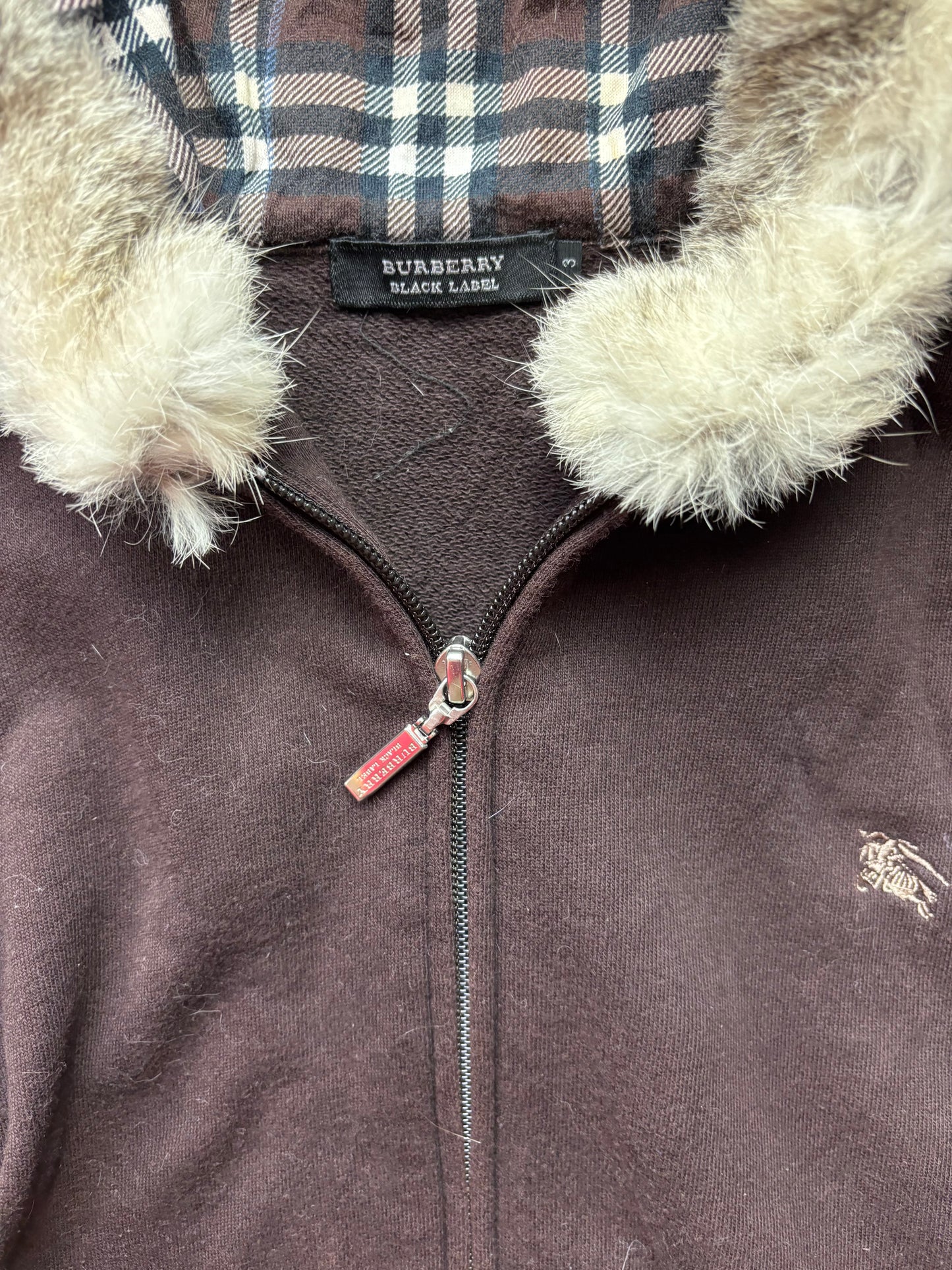BURBERRY BROWN FUR ZIP UP HOODIE (S)