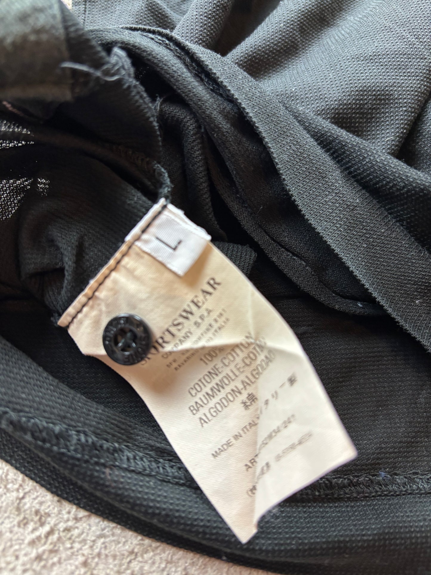 STONE ISLAND BLACK POLO SHIRT (L)