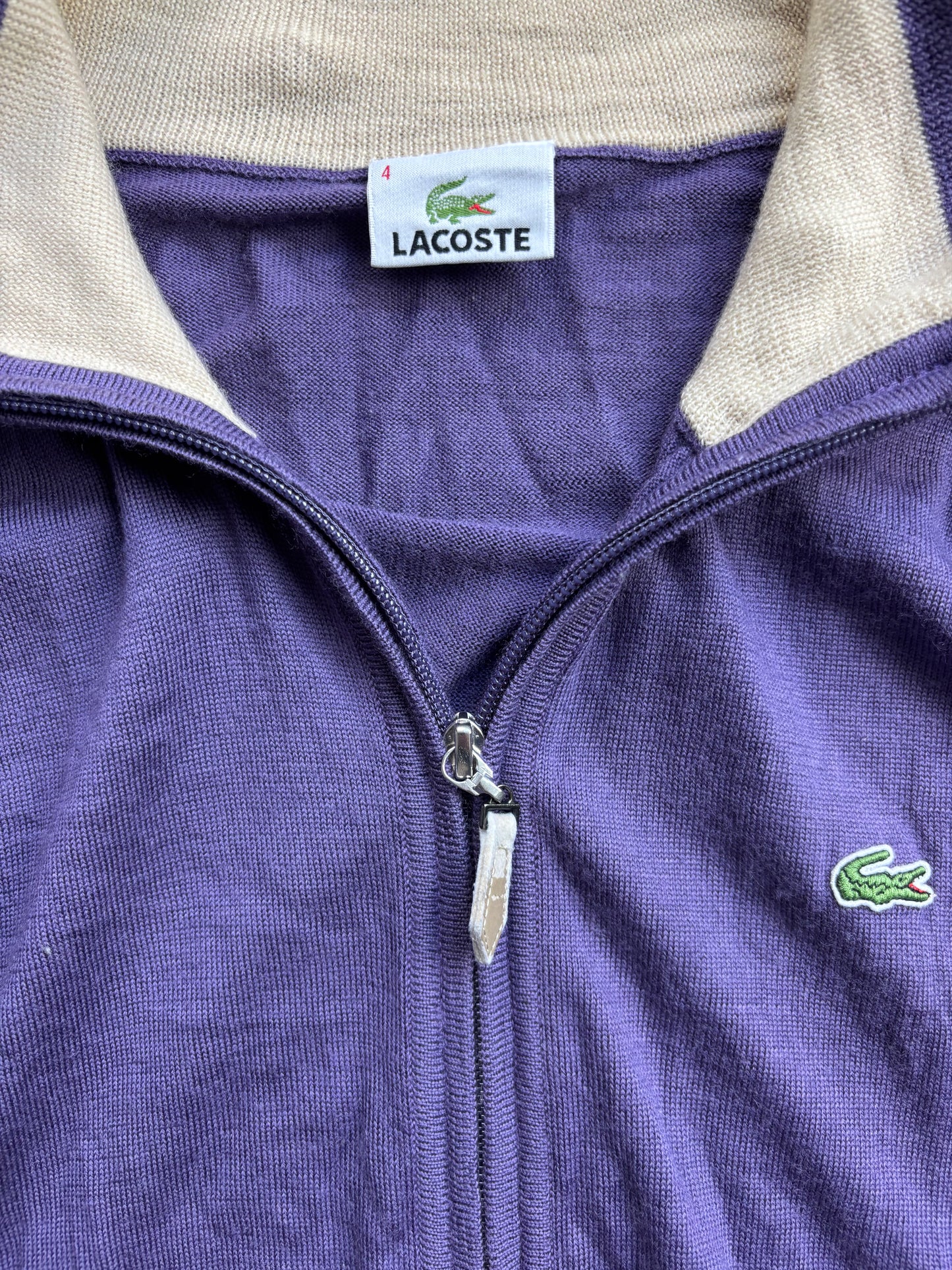 LACOSTE PURPLE ZIP UP KNIT (M)