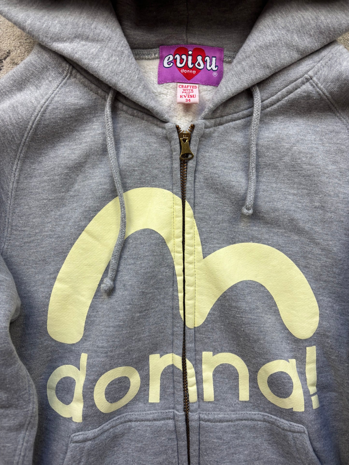 EVISU GREY ZIP UP HOODIE (S)