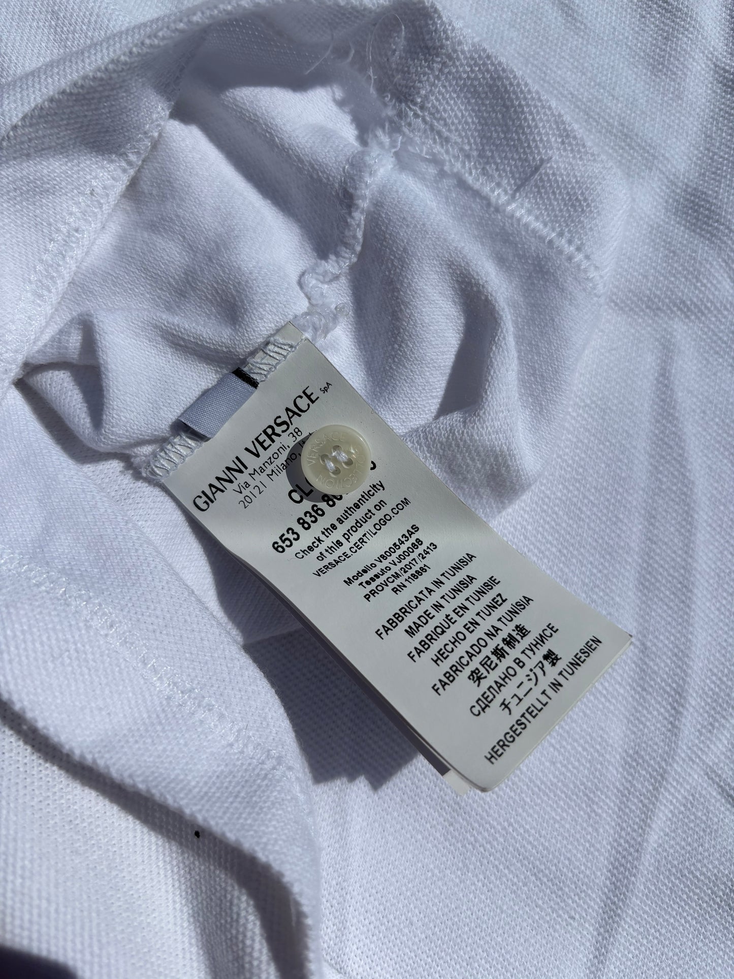 VERSACE WHITE POLO SHIRT (M)