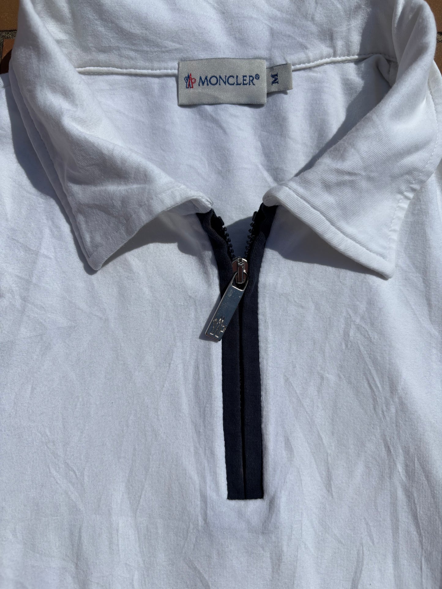 MONCLER WHITE POLO SHIRT (M)