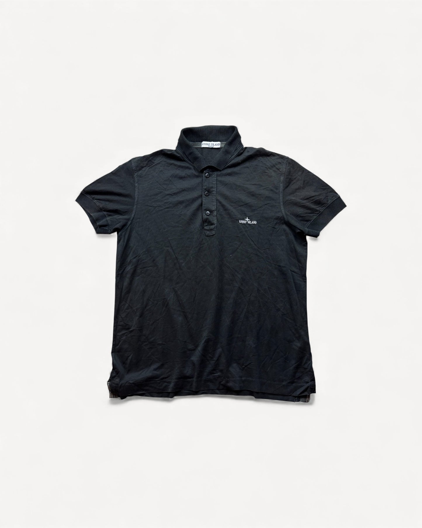 STONE ISLAND BLACK POLO SHIRT (L)