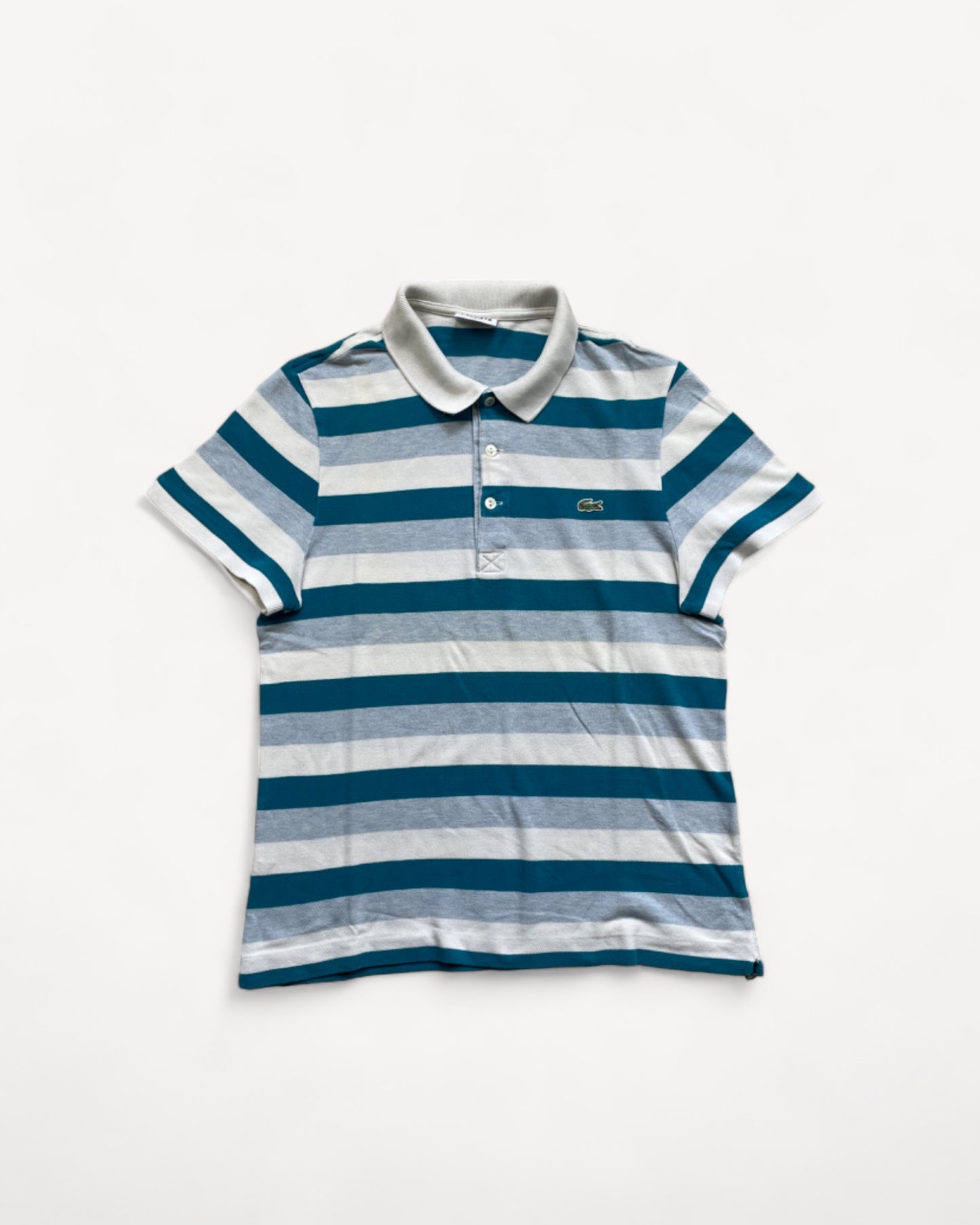 LACOSTE POLO SHIRT BLUE STRIPED (S)