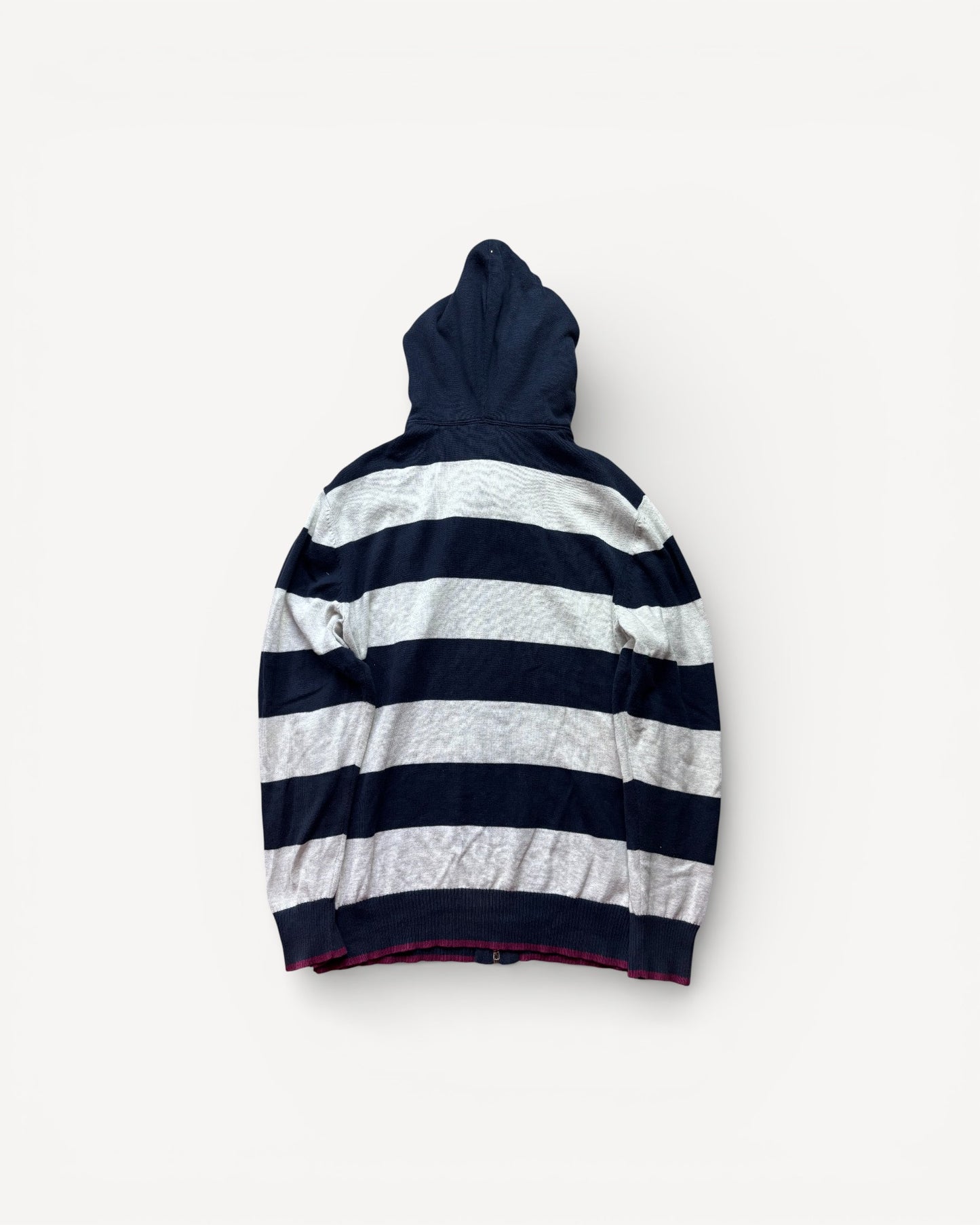 BURBERRY STRIPED ZIP UP HOODIE (M)