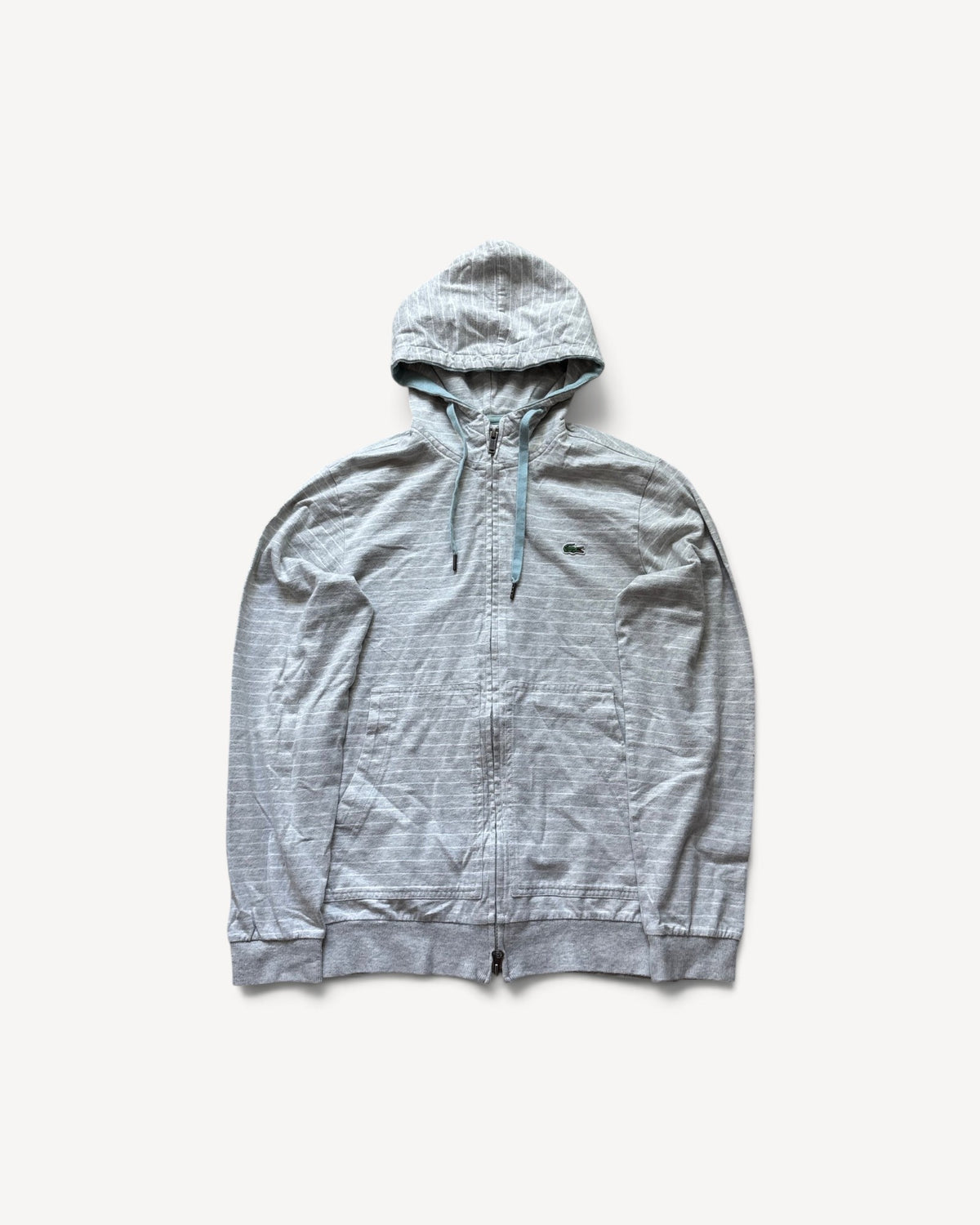 LACOSTE GREY ZIP UP HOODIE (S)