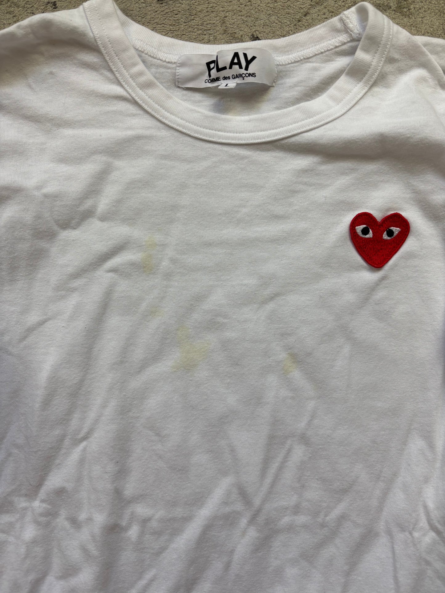 CDG PLAY WHITE LONGSLEEVE (S)
