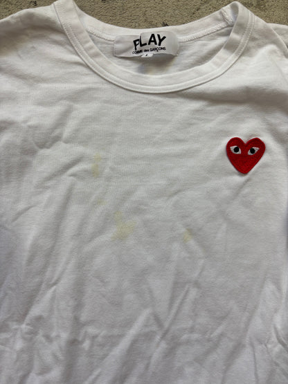 CDG PLAY WHITE LONGSLEEVE (S)