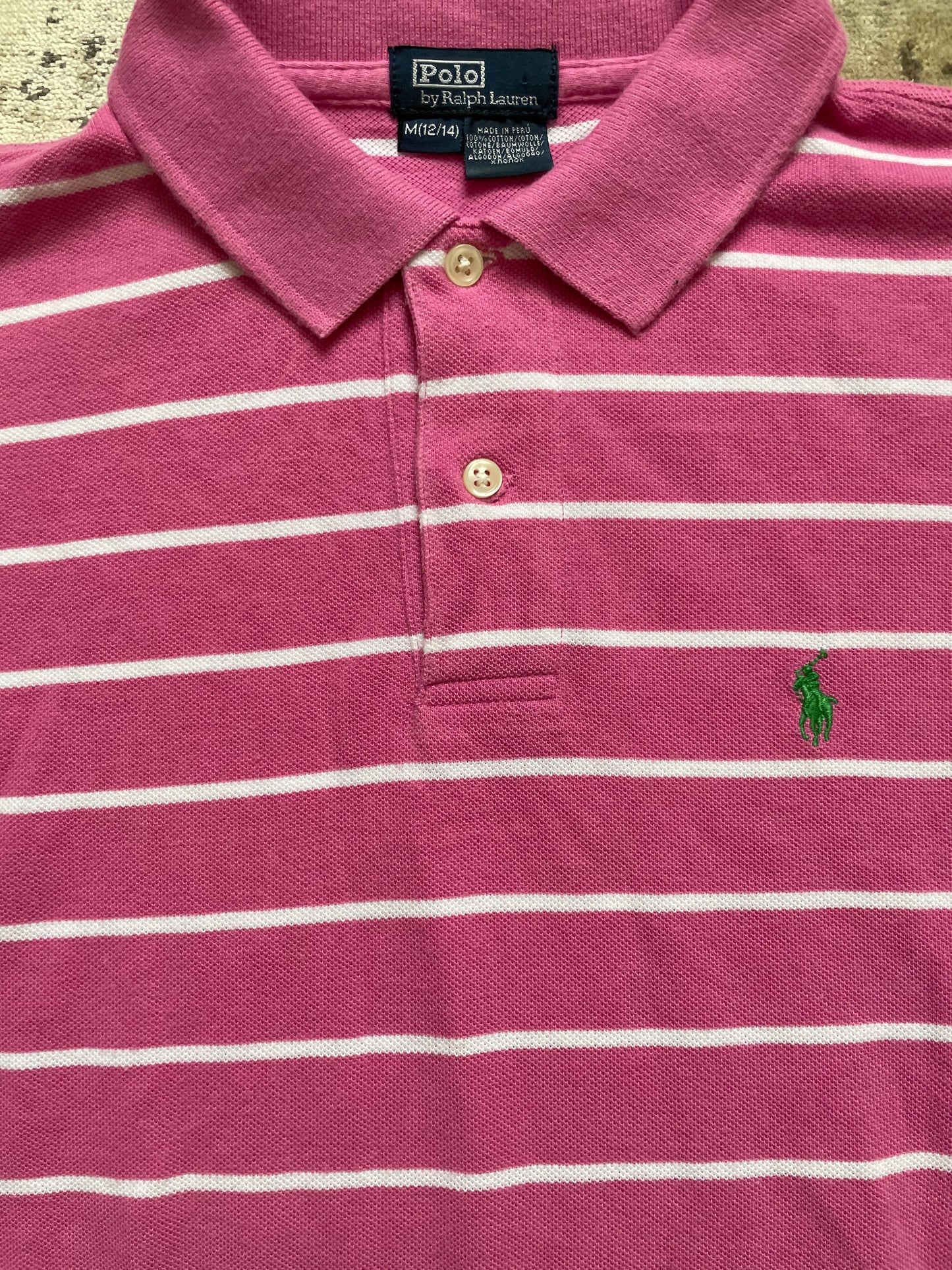 RALPH LAUREN POLO SHIRT STRIPED PINK (S)