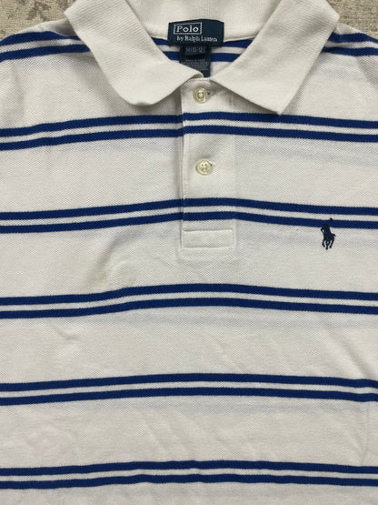 RALPH LAUREN POLO SHIRT WHITE STRIPED (S)