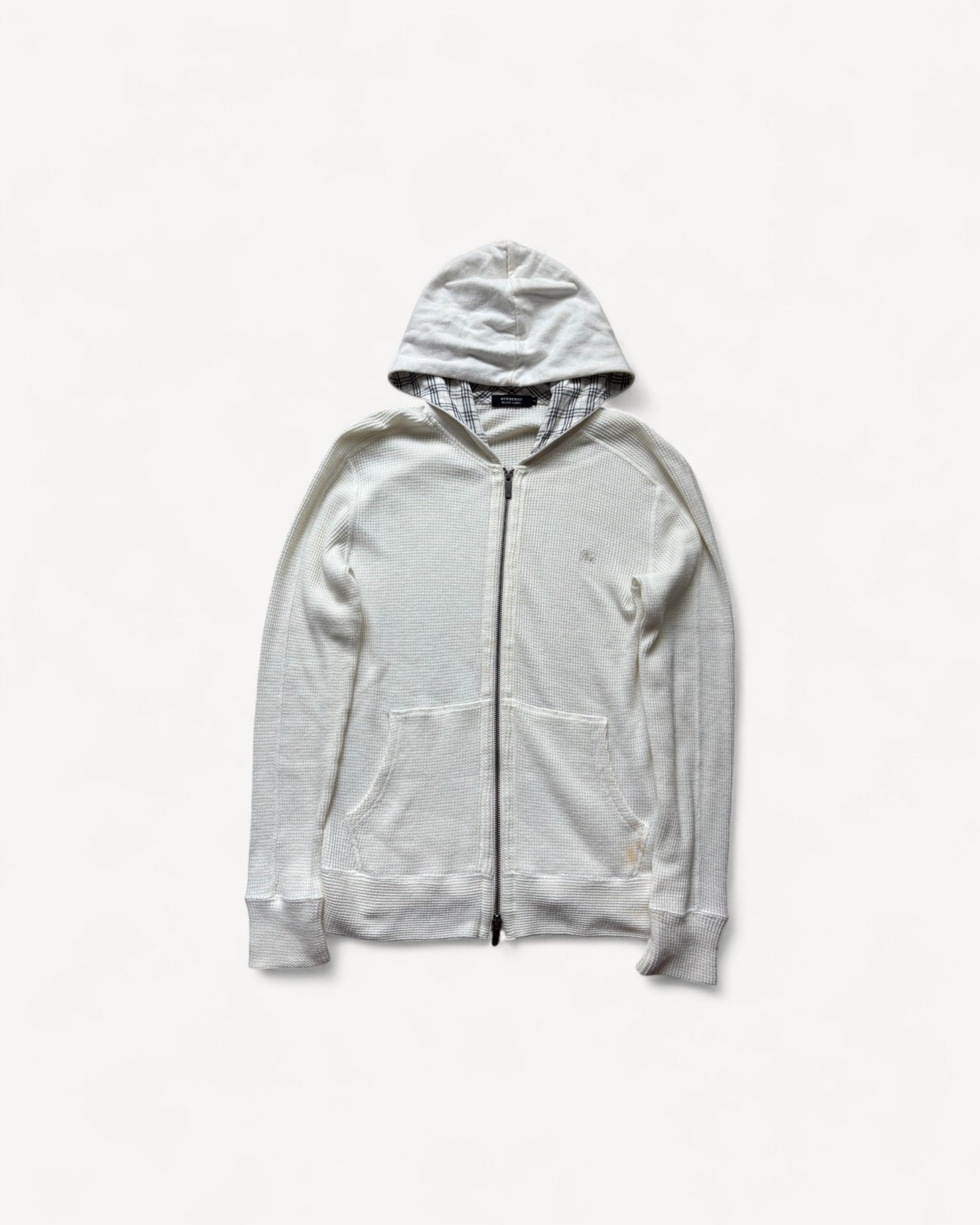 BURBERRY WHITE ZIP UP HOODIE (S)