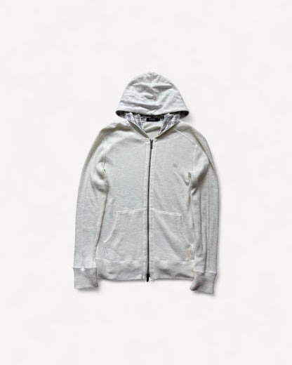BURBERRY WHITE ZIP UP HOODIE (S)