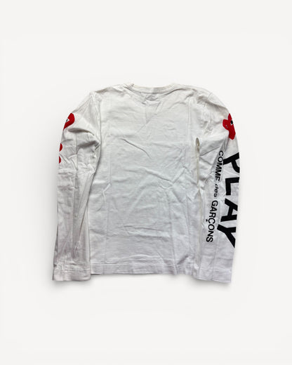 CDG PLAY WHITE LONGSLEEVE (S)