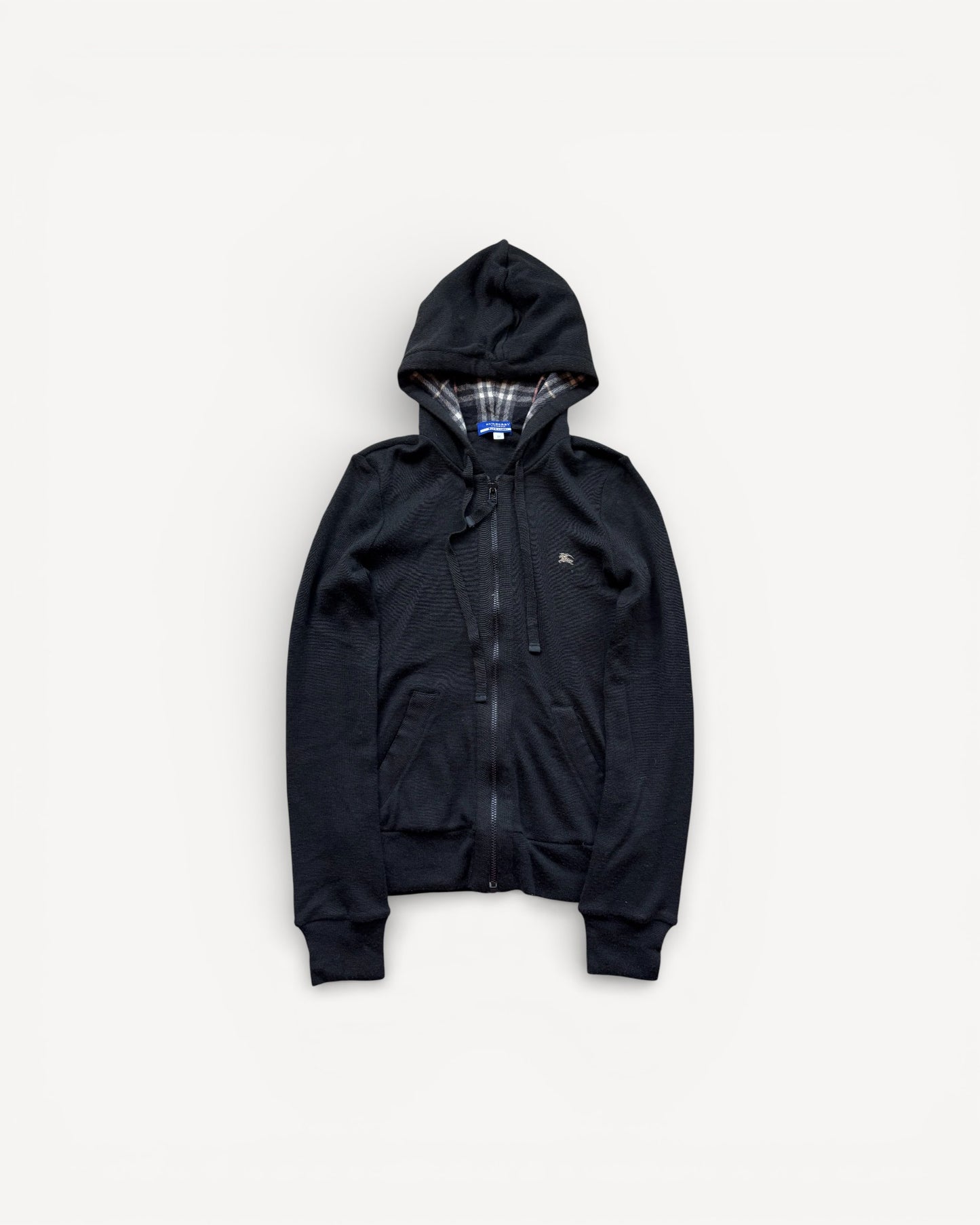 BURBERRY BLACK ZIP UP HOODIE (XS)