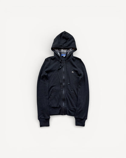 BURBERRY BLACK ZIP UP HOODIE (XS)