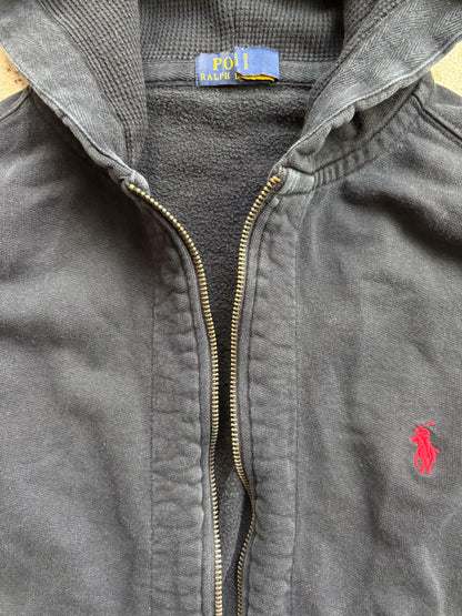 RALPH LAUREN BLACK ZIP UP HOODIE (L)