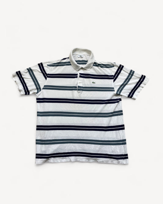 LACOSTE POLO SHIRT WHITE STRIPED (XL)