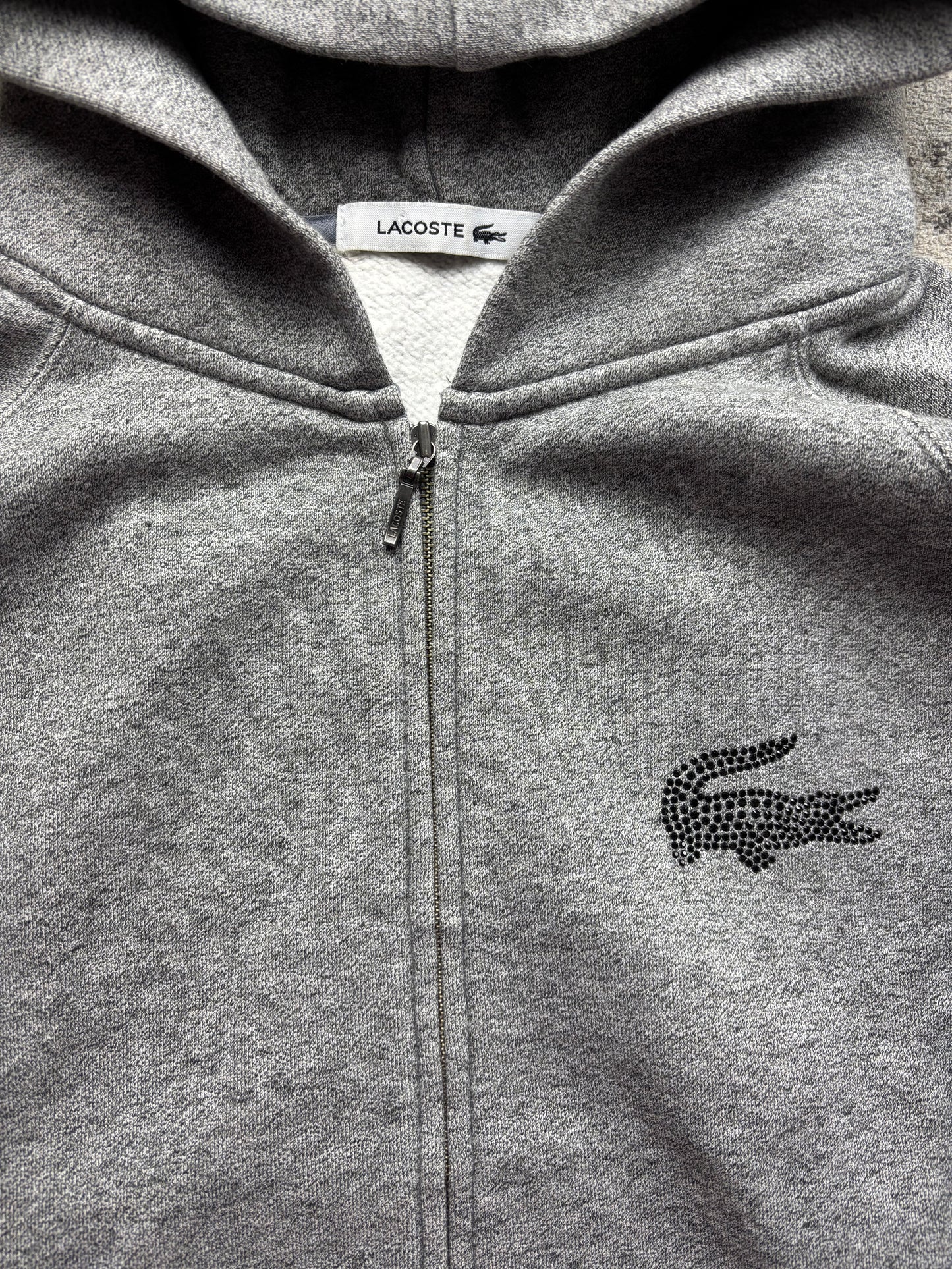 LACOSTE GREY ZIP UP HOODIE (S)