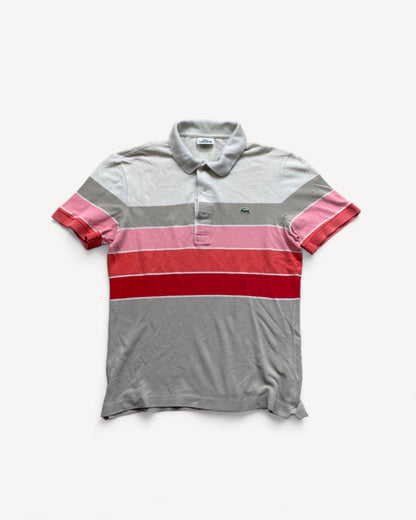 LACOSTE POLO SHIRT STRIPED PINK (S)