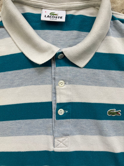 LACOSTE POLO SHIRT BLUE STRIPED (S)