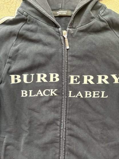 BURBERRY BLACK ZIP UP HOODIE (S)