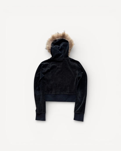 BURBERRY CROPPED FUR ZIP UP HOODIE (S)