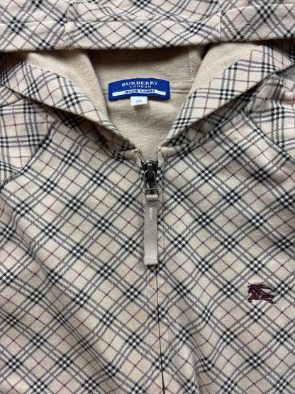 BURBERRY BEIGE NOVACHECK ZIP UP HOODIE (S)