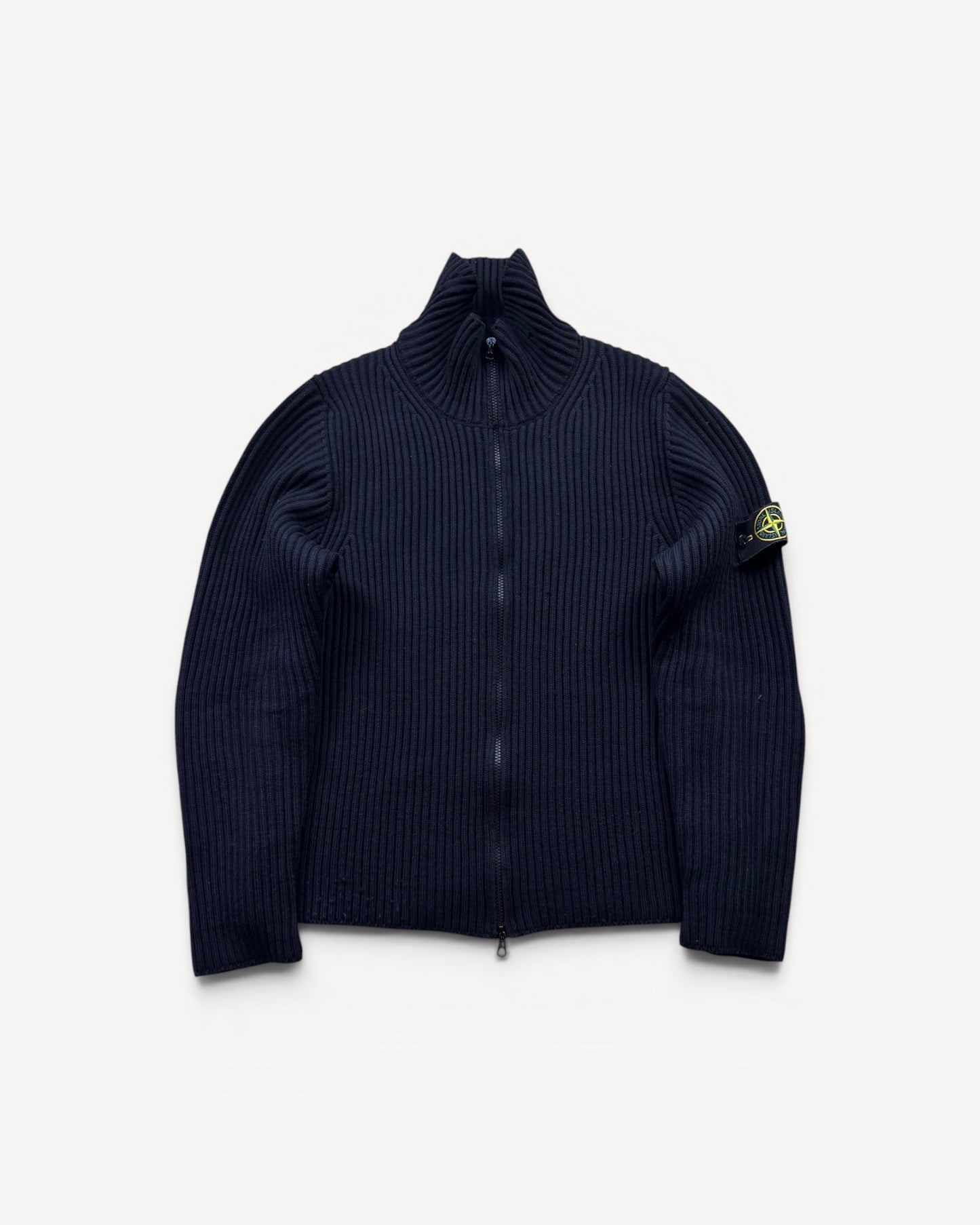 STONE ISLAND BLACK ZIP UP KNIT (L)