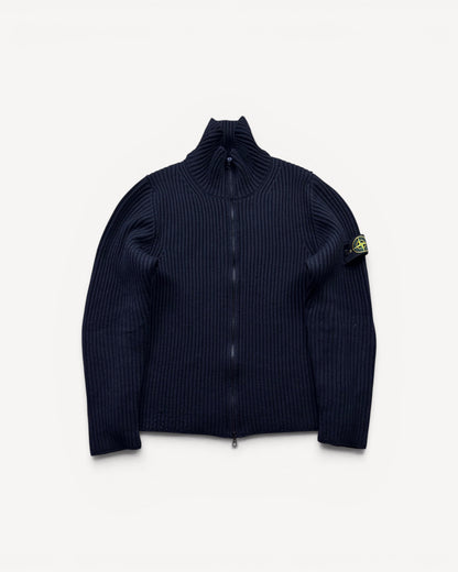 STONE ISLAND BLACK ZIP UP KNIT (L)