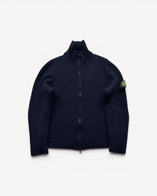 STONE ISLAND BLACK ZIP UP KNIT (L)