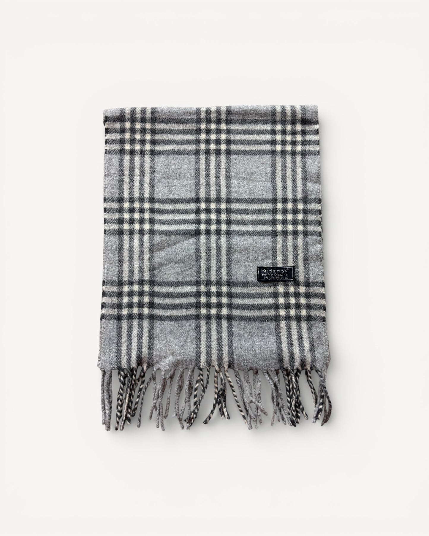 BURBERRY NOVACHECK CASHMERE SCARF LIGHT GREY