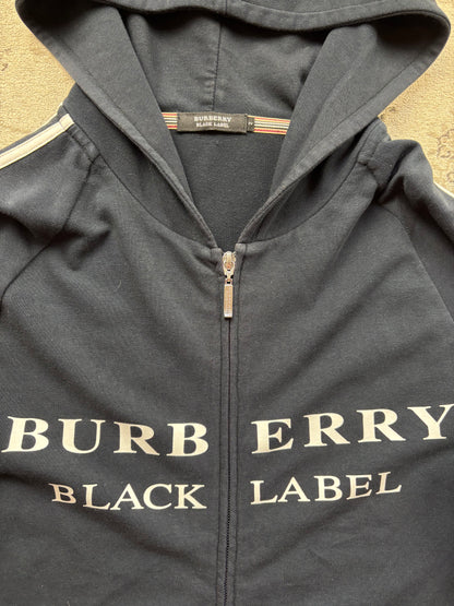 BURBERRY BLACK ZIP UP HOODIE (M)