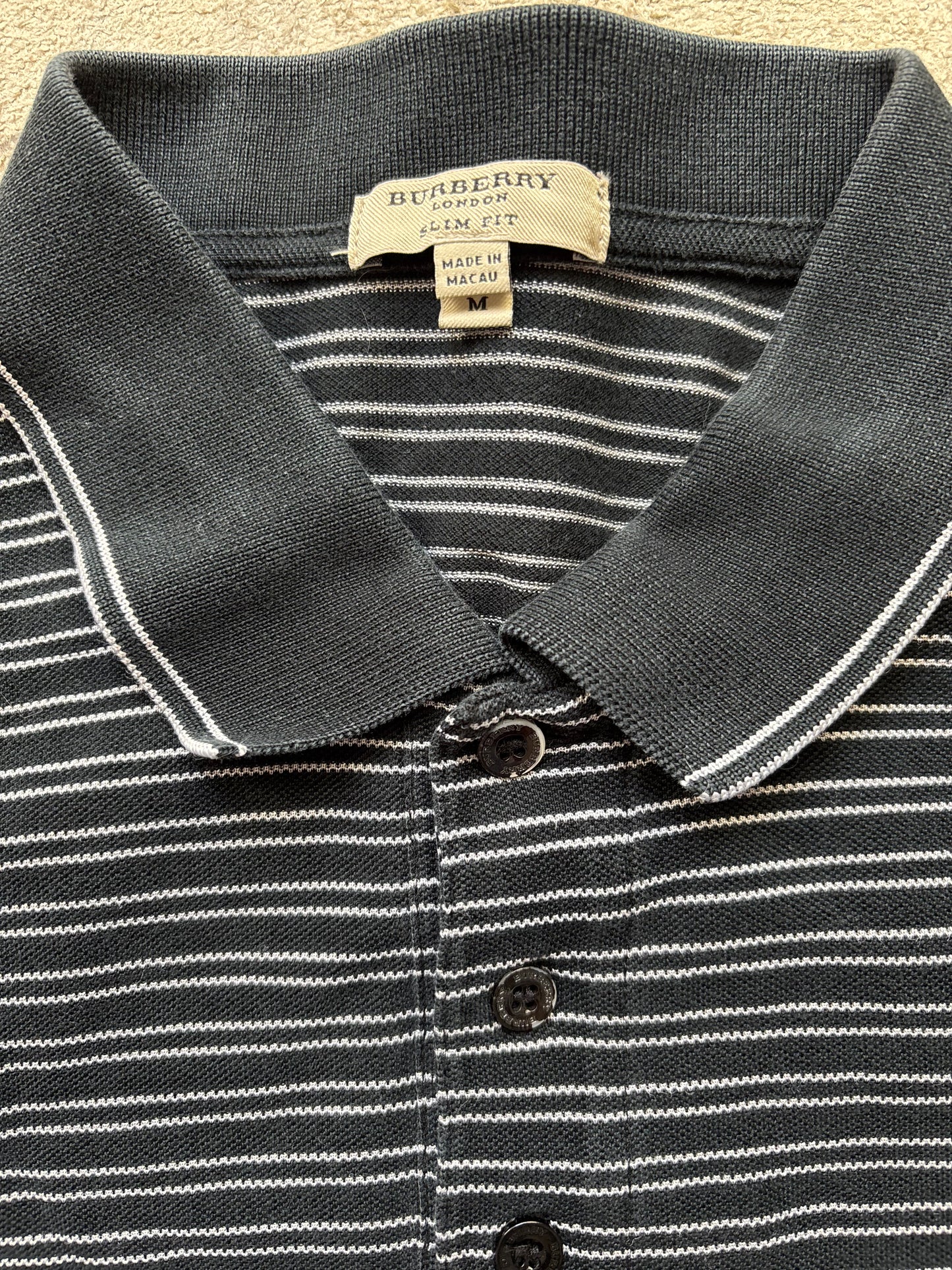 BURBERRY STRIPED POLO SHIRT (M)