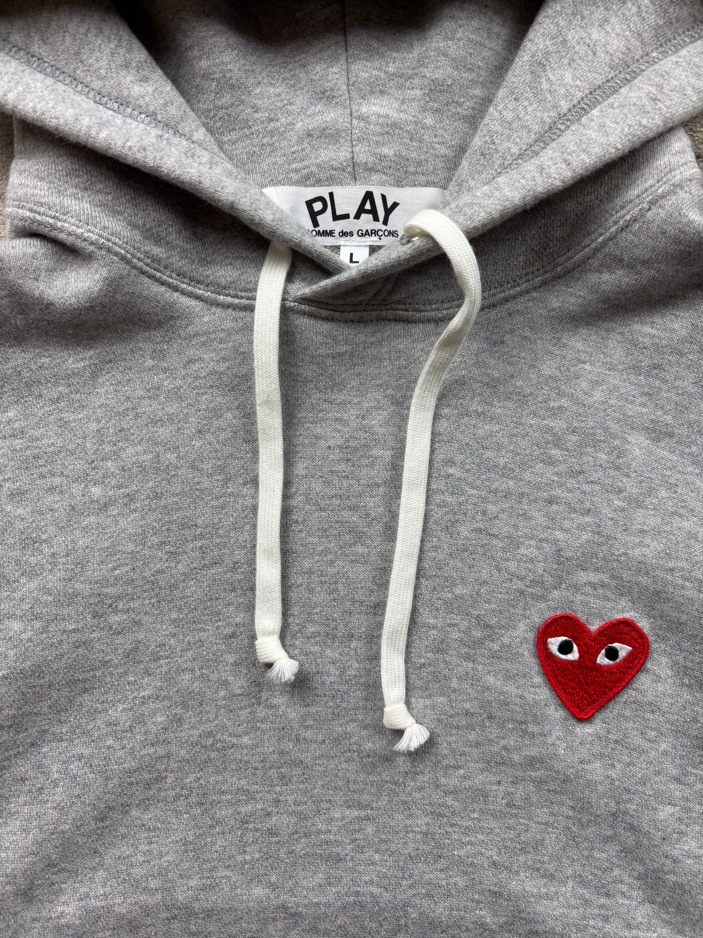 CDG PLAY GREY HOODIE (S)