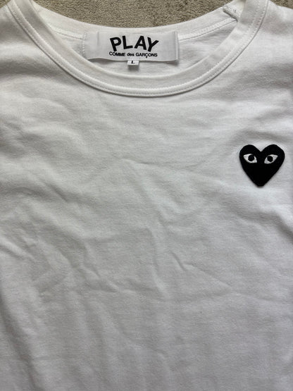 CDG PLAY WHITE LONGSLEEVE (L)