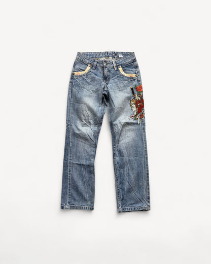 JAPANESE EMBROIDERED DENIM W27 L30 #JAP2