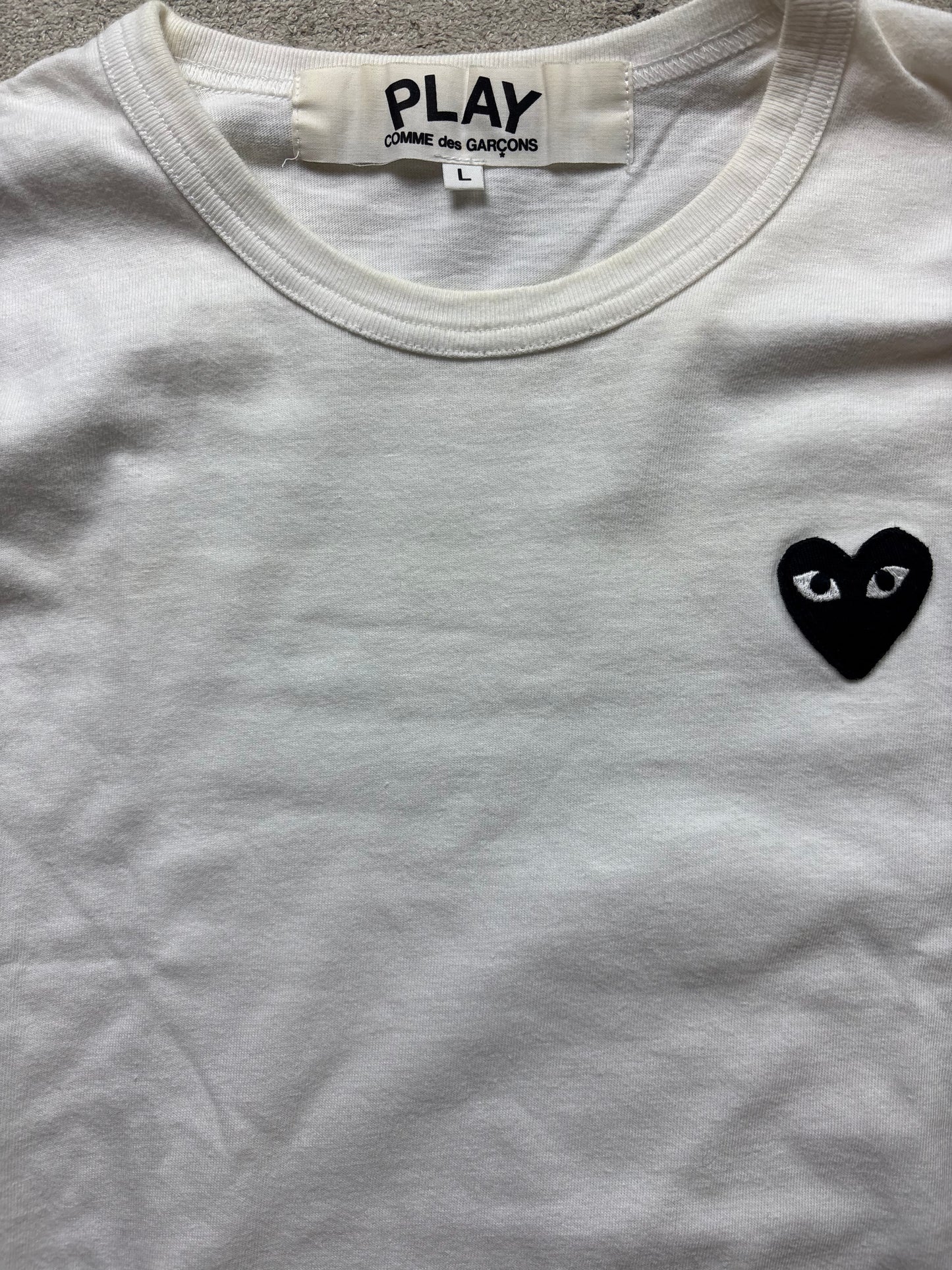 CDG PLAY WHITE LONGSLEEVE (M)